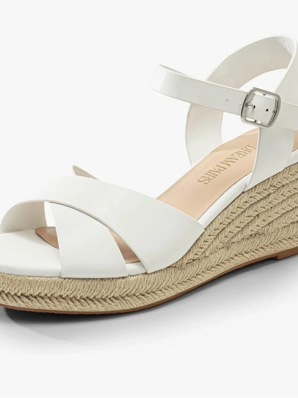 Dream Pairs White Cross-Strap Espadrille Wedge Sandals